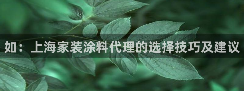 ag和记app：如：上海家装涂料代理的选择技巧及建议